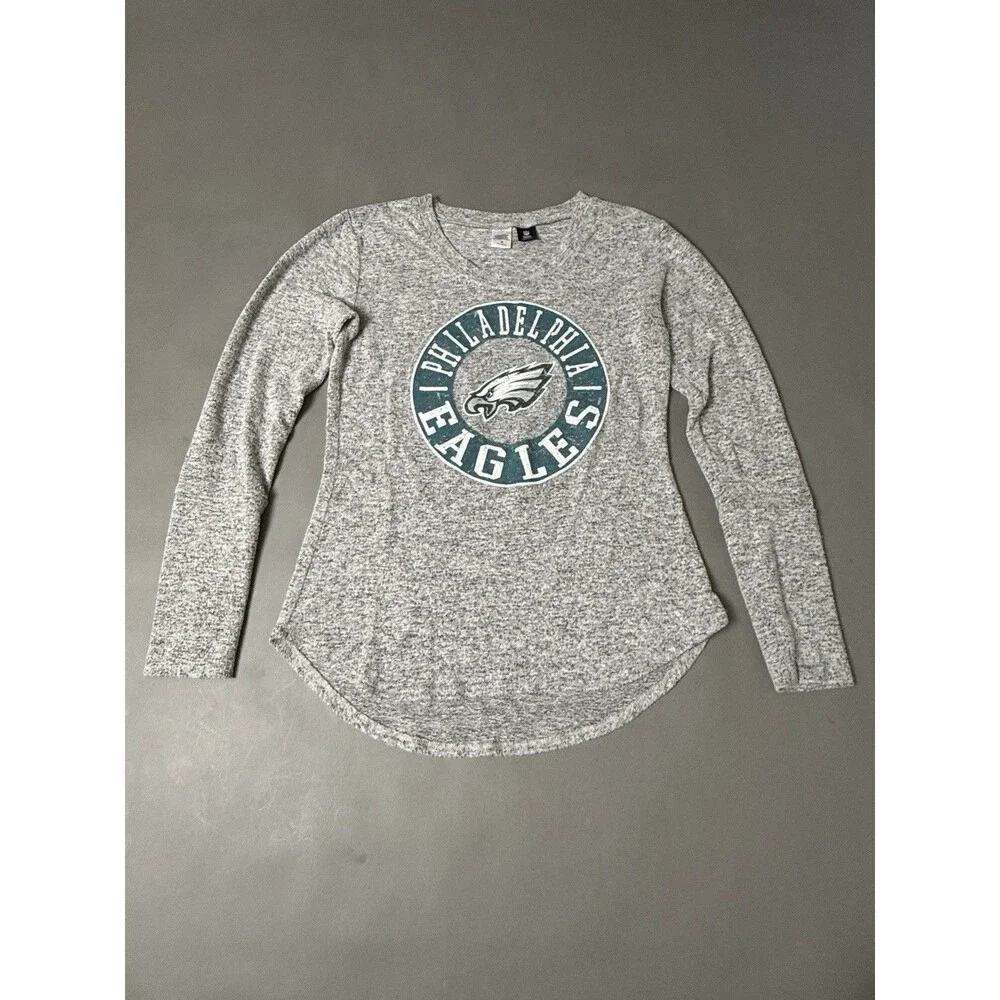 Philadelphia Eagles NFL Team Apparel Women’s Long Sleeve Shirt Grey Heather M
